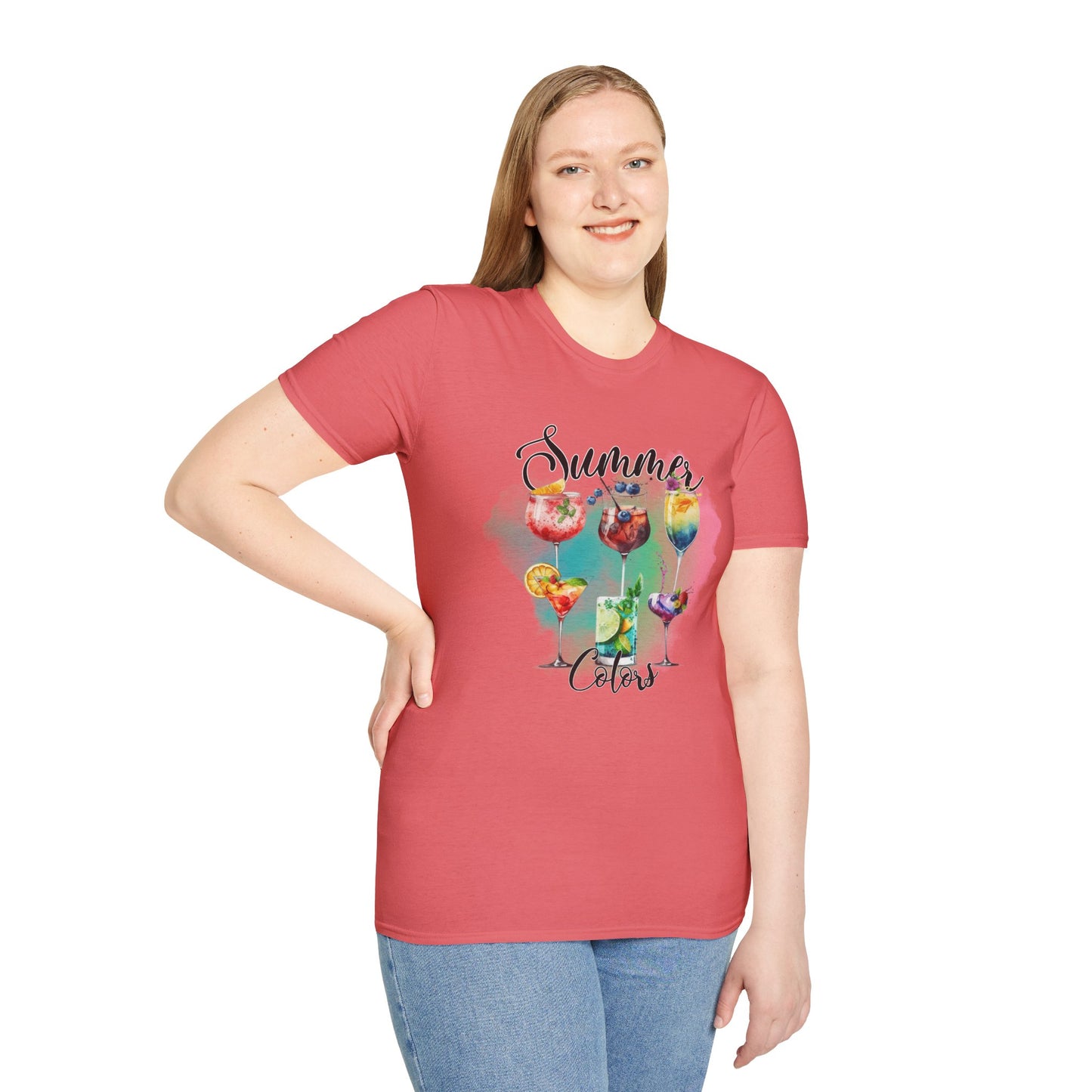Summer Colors Cocktail T-Shirt, Unisex Tee, Fun Summer Wear, Gift for Cocktails Lovers, Beach Party Shirt, Vacation Top