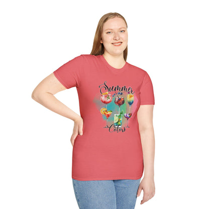 Summer Colors Cocktail T-Shirt, Unisex Tee, Fun Summer Wear, Gift for Cocktails Lovers, Beach Party Shirt, Vacation Top