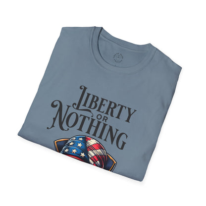 Liberty or Nothing Skull T-Shirt | Unisex Softstyle Tee for Independence Day & Patriotic Celebrations