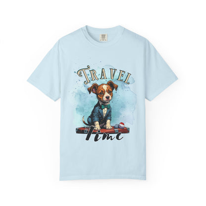 Travel Time Dog Graphic Unisex T-Shirt - Perfect for Pet Lovers and Travel Enthusiasts