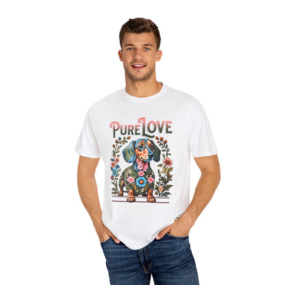 Pure Love Dog Art Unisex T-Shirt - Flower Design for Animal Lovers
