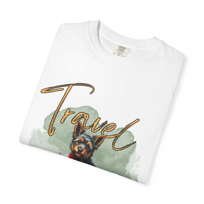 Travel Time Unisex Garment-Dyed T-Shirt with Dog Design