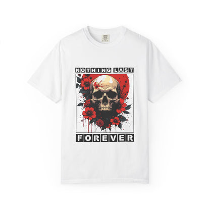 Edgy Skull Graphic T-Shirt - Unique Casual Wear, Unisex Streetwear, Gift for Music Lovers, Halloween Costume, Forever Quote Tee