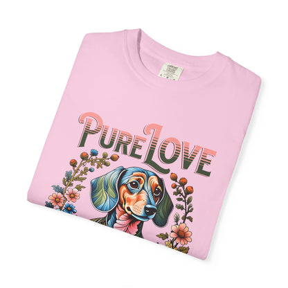 Pure Love Dog Art Unisex T-Shirt - Flower Design for Animal Lovers