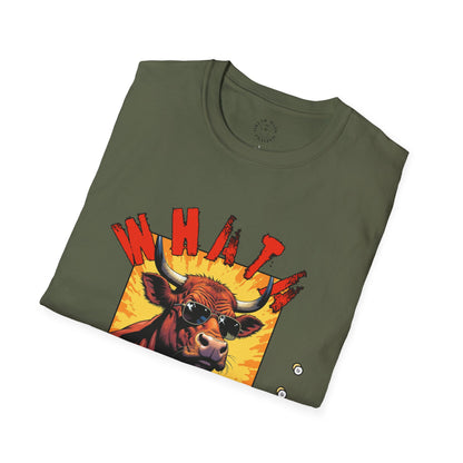 Whimsical Cow Graphic Unisex Softstyle T-Shirt - 'What bull Shhh...'