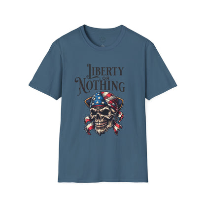 Liberty or Nothing Skull T-Shirt | Unisex Softstyle Tee for Independence Day & Patriotic Celebrations