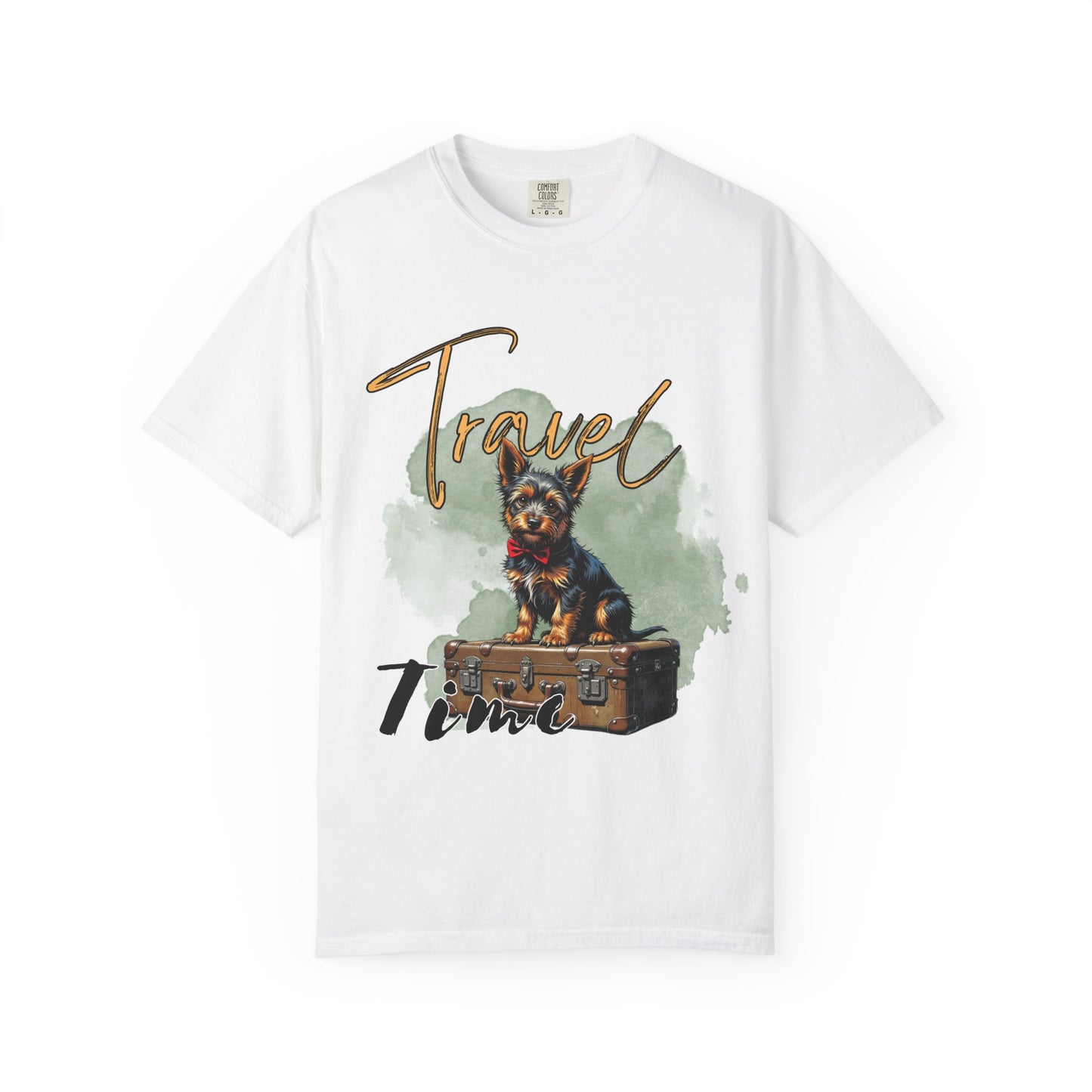 Travel Time Unisex Garment-Dyed T-Shirt with Dog Design