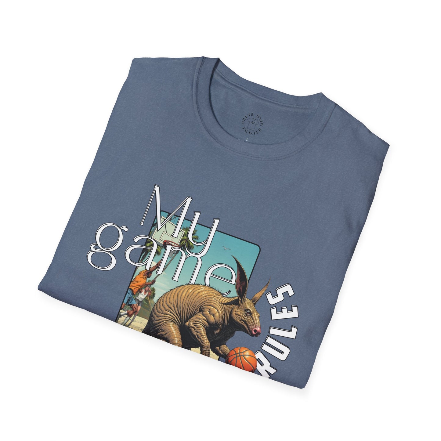 Retro Dinosaur Basketball T-Shirt - Fun Graphic Tee for Sport Enthusiasts, armadillo