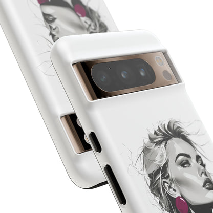 Phone Case — Chic Portrait with Pink Earrings (Stylish Protective Tough Case)
