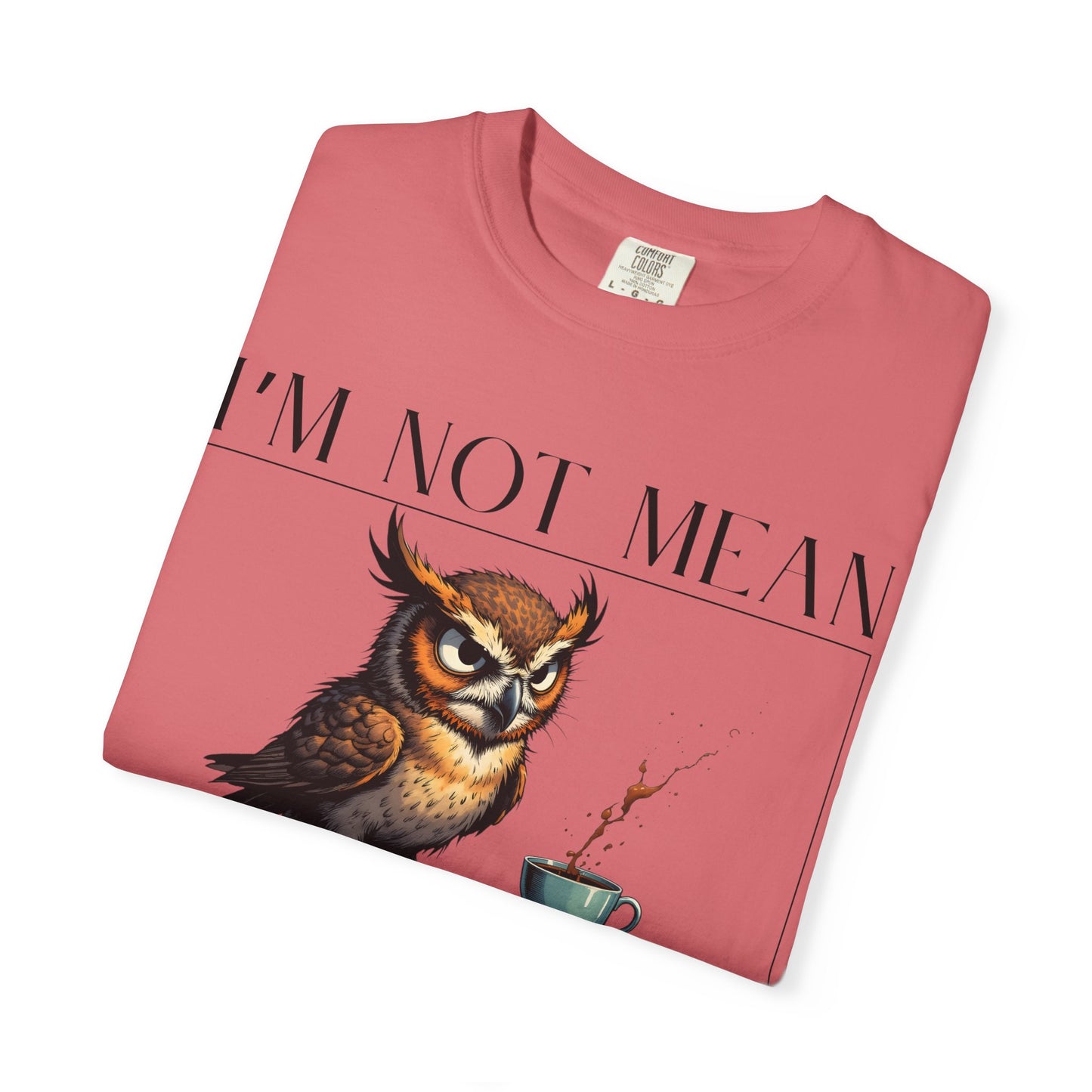 I'm Not Mean Owl T-Shirt — Funny Coffee Owl Tee for Coffee Lovers