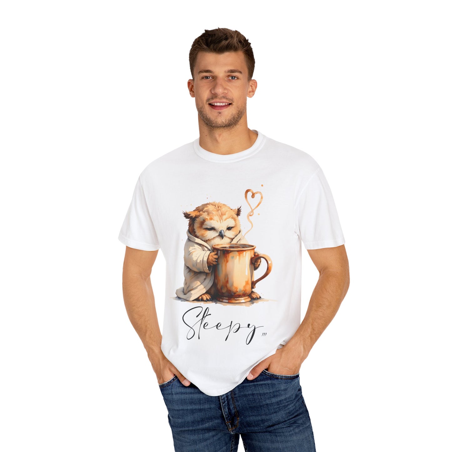 Sleepy Owl Coffee T-Shirt — Cute Cozy Morning Tee