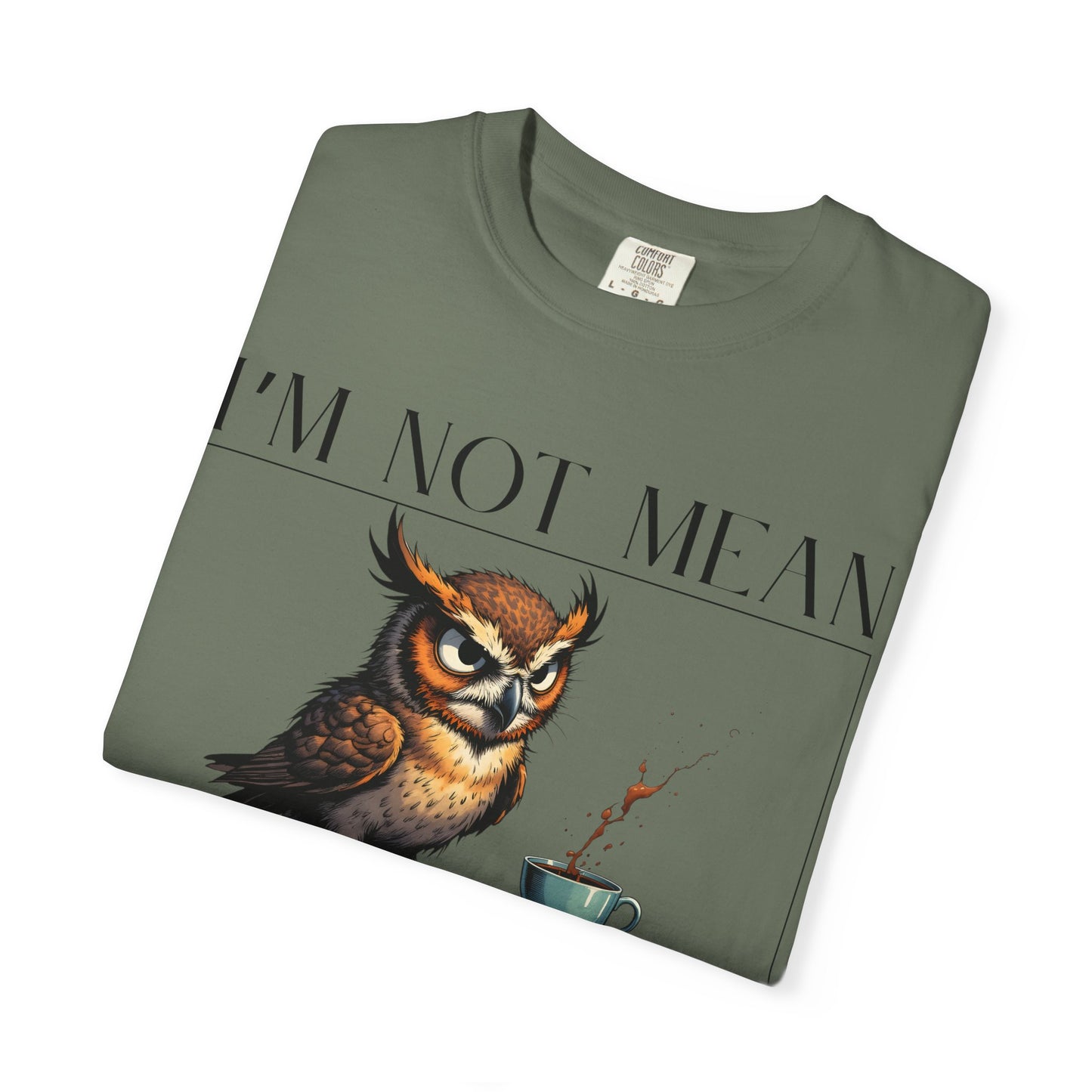 I'm Not Mean Owl T-Shirt — Funny Coffee Owl Tee for Coffee Lovers