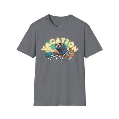 Funny Vacation Mode Unisex Softstyle T-Shirt, manatee