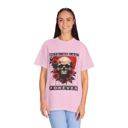 Edgy Skull Graphic T-Shirt - Unique Casual Wear, Unisex Streetwear, Gift for Music Lovers, Halloween Costume, Forever Quote Tee