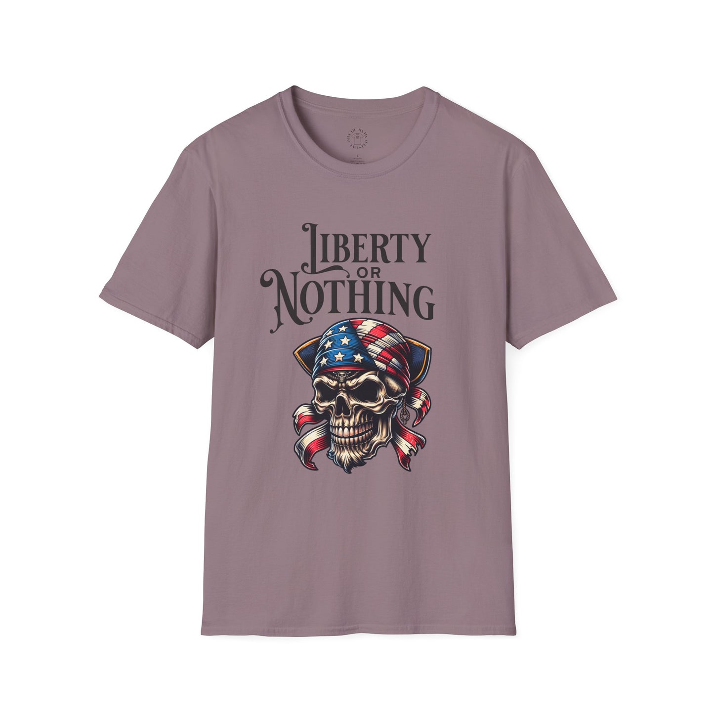 Liberty or Nothing Skull T-Shirt | Unisex Softstyle Tee for Independence Day & Patriotic Celebrations