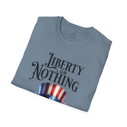 Liberty or Nothing Skull T-Shirt | Unisex Softstyle Tee for Independence Day & Patriotic Celebrations