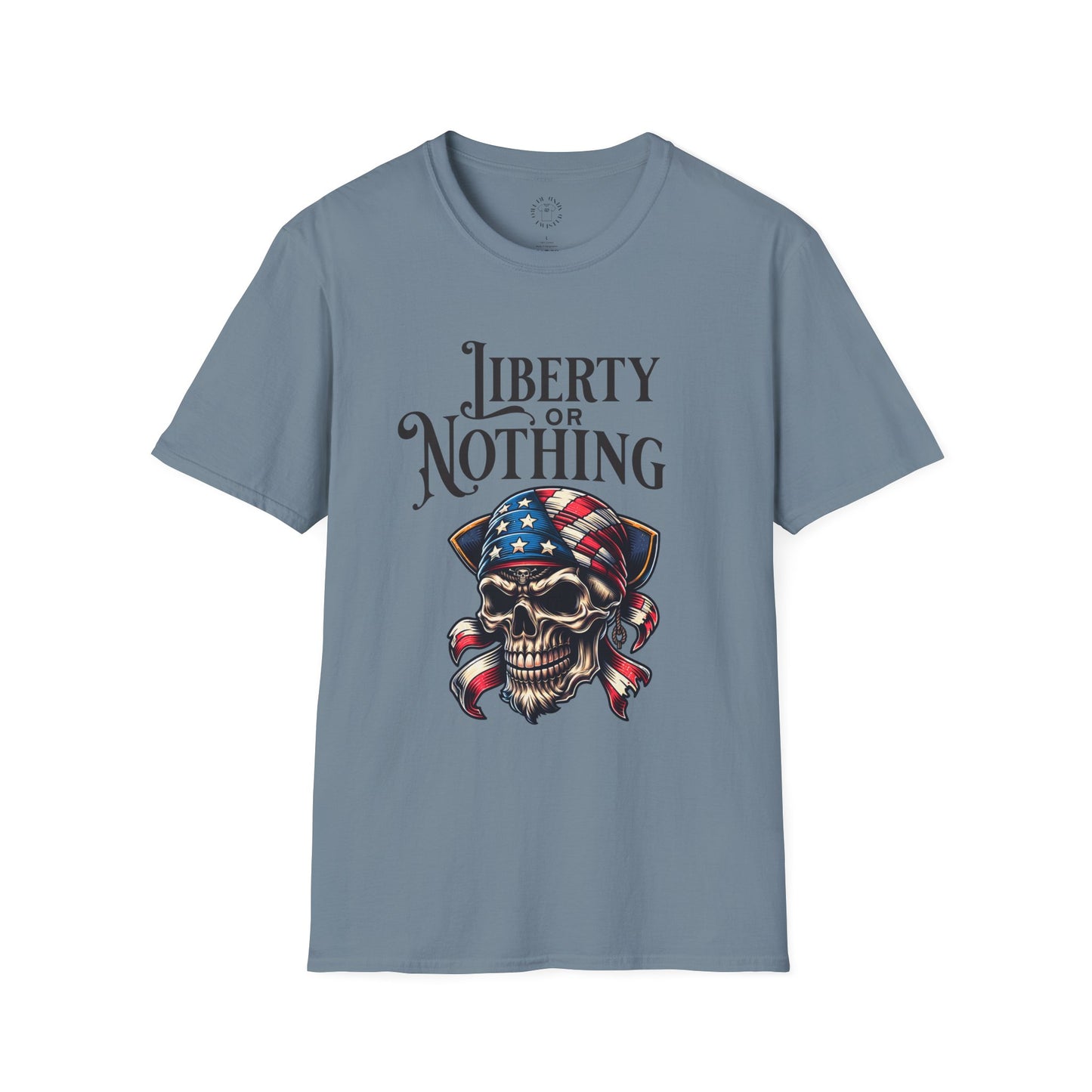 Liberty or Nothing Skull T-Shirt | Unisex Softstyle Tee for Independence Day & Patriotic Celebrations
