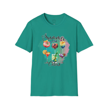 Summer Colors Cocktail T-Shirt, Unisex Tee, Fun Summer Wear, Gift for Cocktails Lovers, Beach Party Shirt, Vacation Top