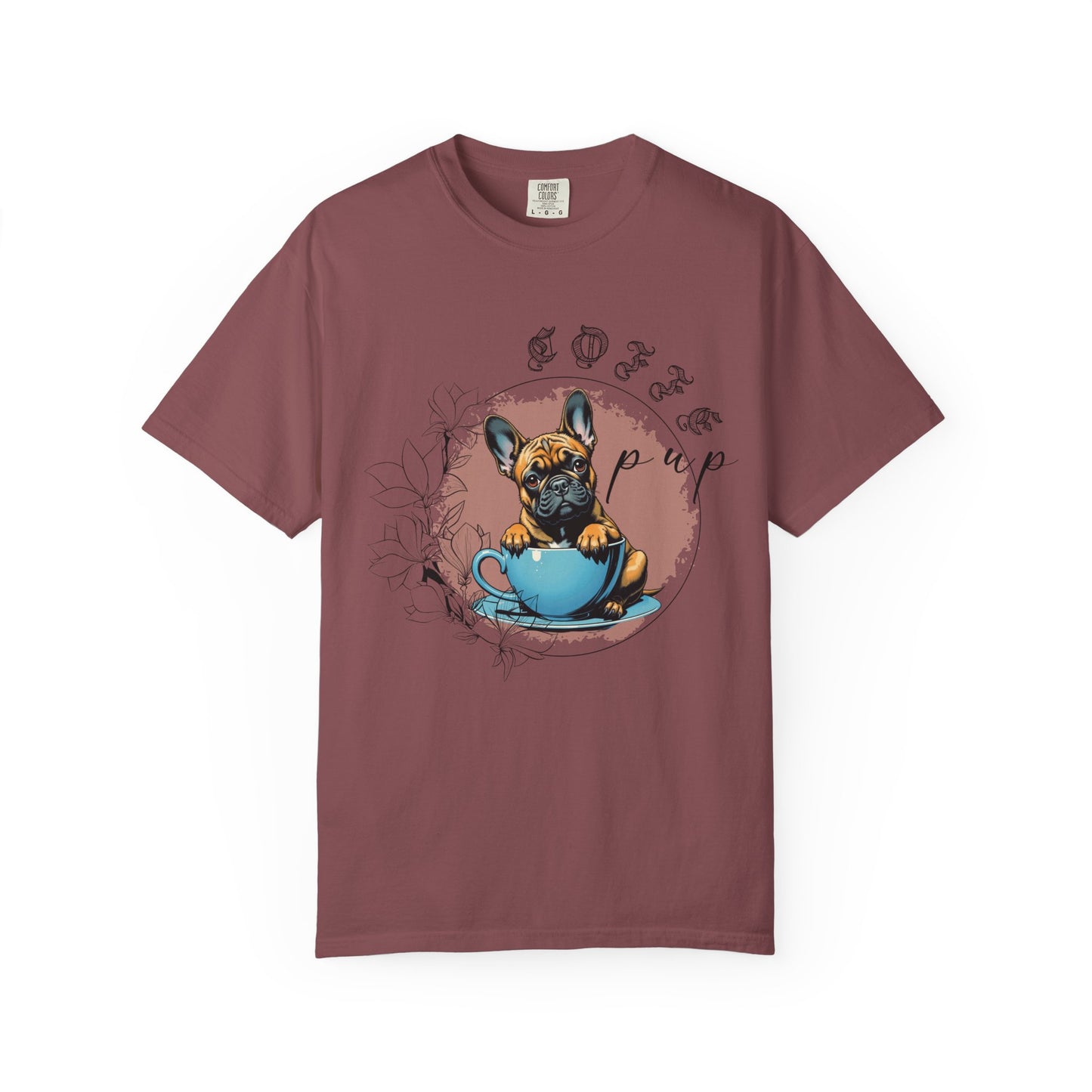 Cute French Bulldog Coffee T-Shirt - Unisex Garment-Dyed Tee