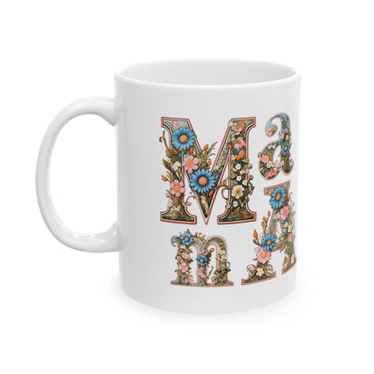 Floral Pattern Ceramic Mug - 11oz & 15oz Coffee Cup for Nature Lovers,mama, mother day gift