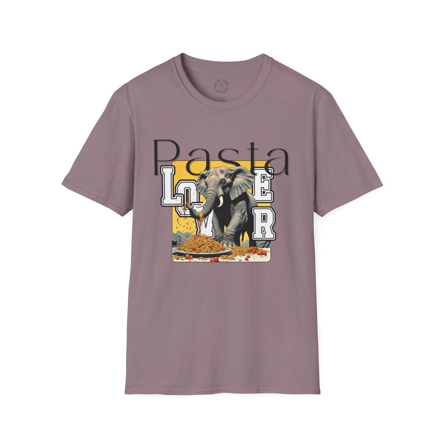 Pasta Lover Unisex Softstyle T-Shirt - Playful Elephant Graphic Tee,elephant,twisted