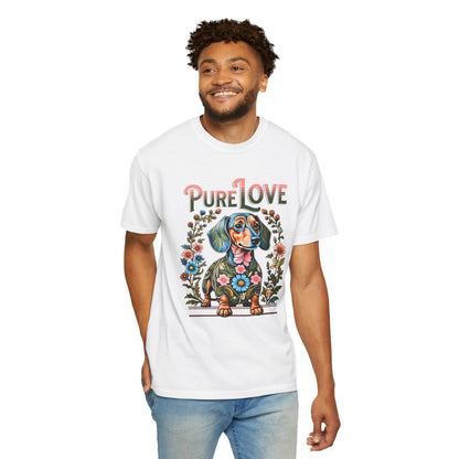 Pure Love Dog Art Unisex T-Shirt - Flower Design for Animal Lovers