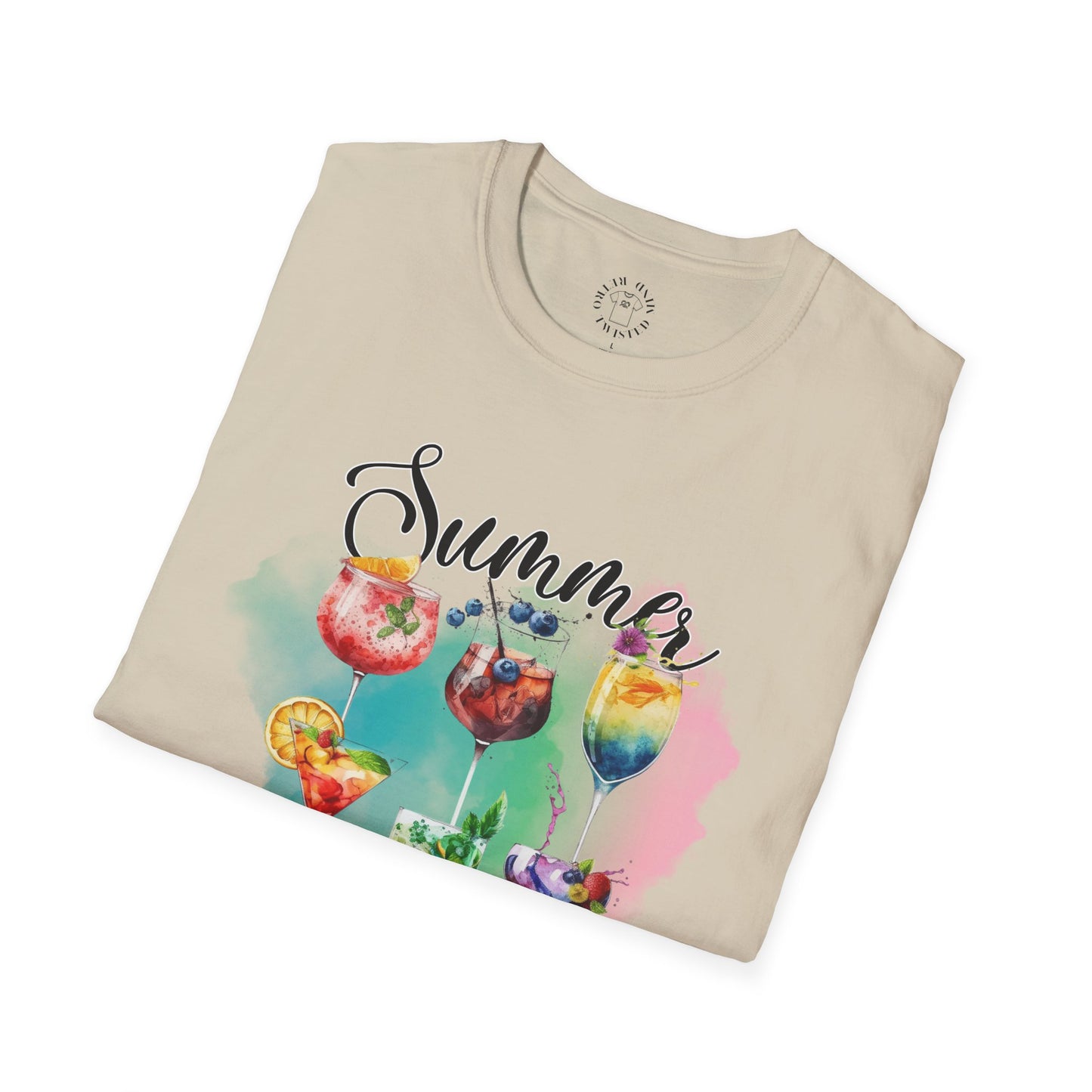 Summer Colors Cocktail T-Shirt, Unisex Tee, Fun Summer Wear, Gift for Cocktails Lovers, Beach Party Shirt, Vacation Top