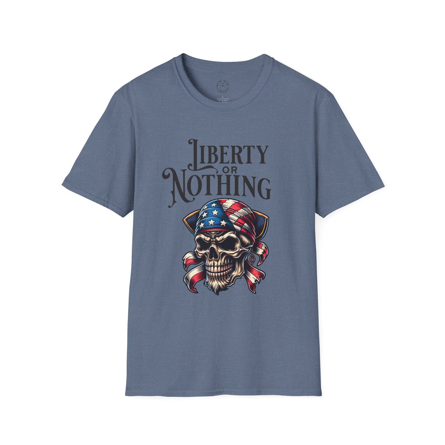 Liberty or Nothing Skull T-Shirt | Unisex Softstyle Tee for Independence Day & Patriotic Celebrations