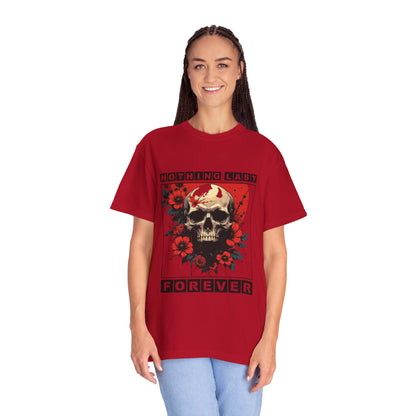 Edgy Skull Graphic T-Shirt - Unique Casual Wear, Unisex Streetwear, Gift for Music Lovers, Halloween Costume, Forever Quote Tee