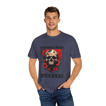 Edgy Skull Graphic T-Shirt - Unique Casual Wear, Unisex Streetwear, Gift for Music Lovers, Halloween Costume, Forever Quote Tee