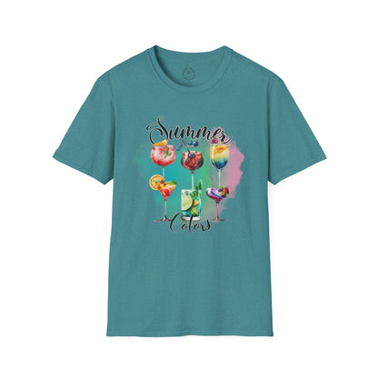 Summer Colors Cocktail T-Shirt, Unisex Tee, Fun Summer Wear, Gift for Cocktails Lovers, Beach Party Shirt, Vacation Top