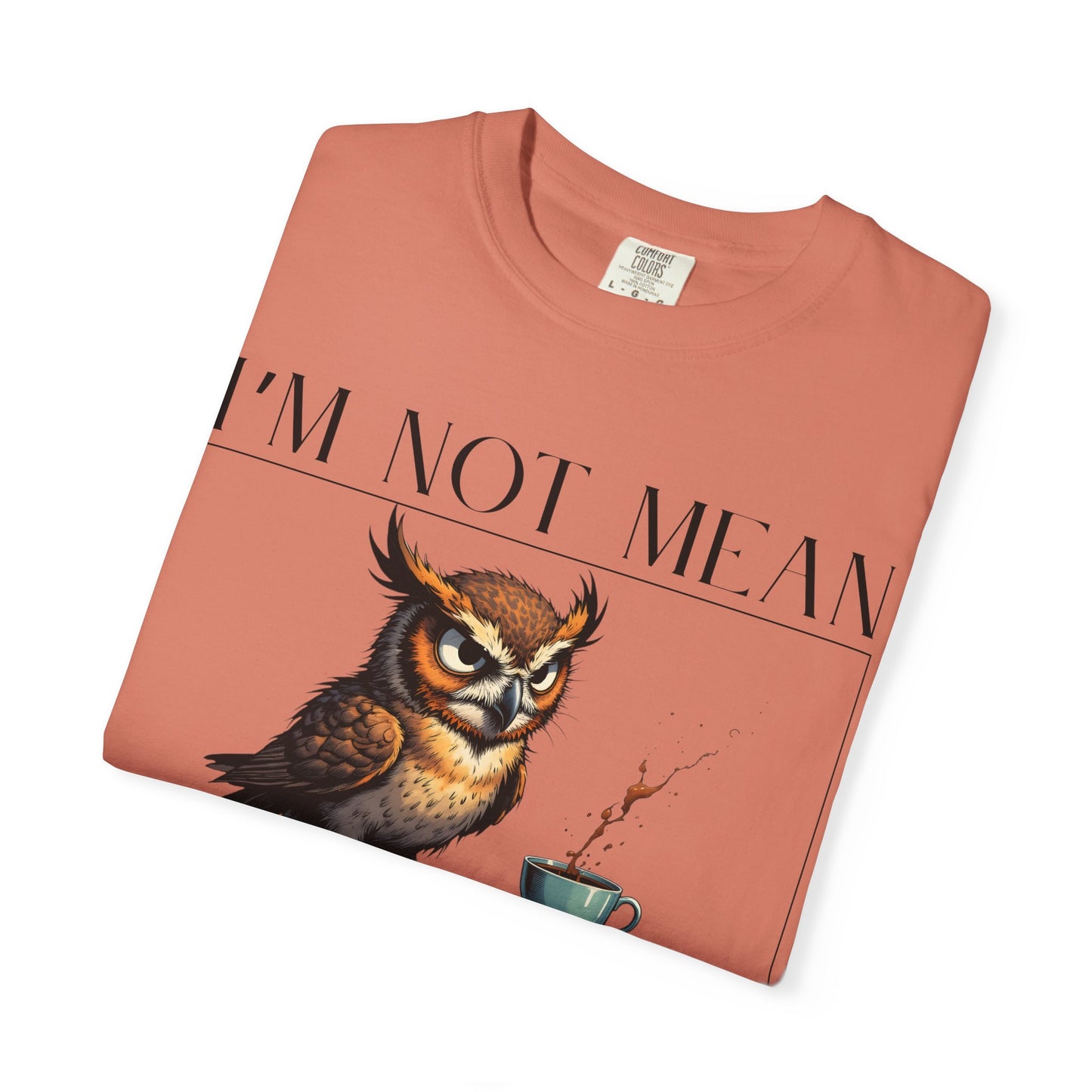 I'm Not Mean Owl T-Shirt — Funny Coffee Owl Tee for Coffee Lovers