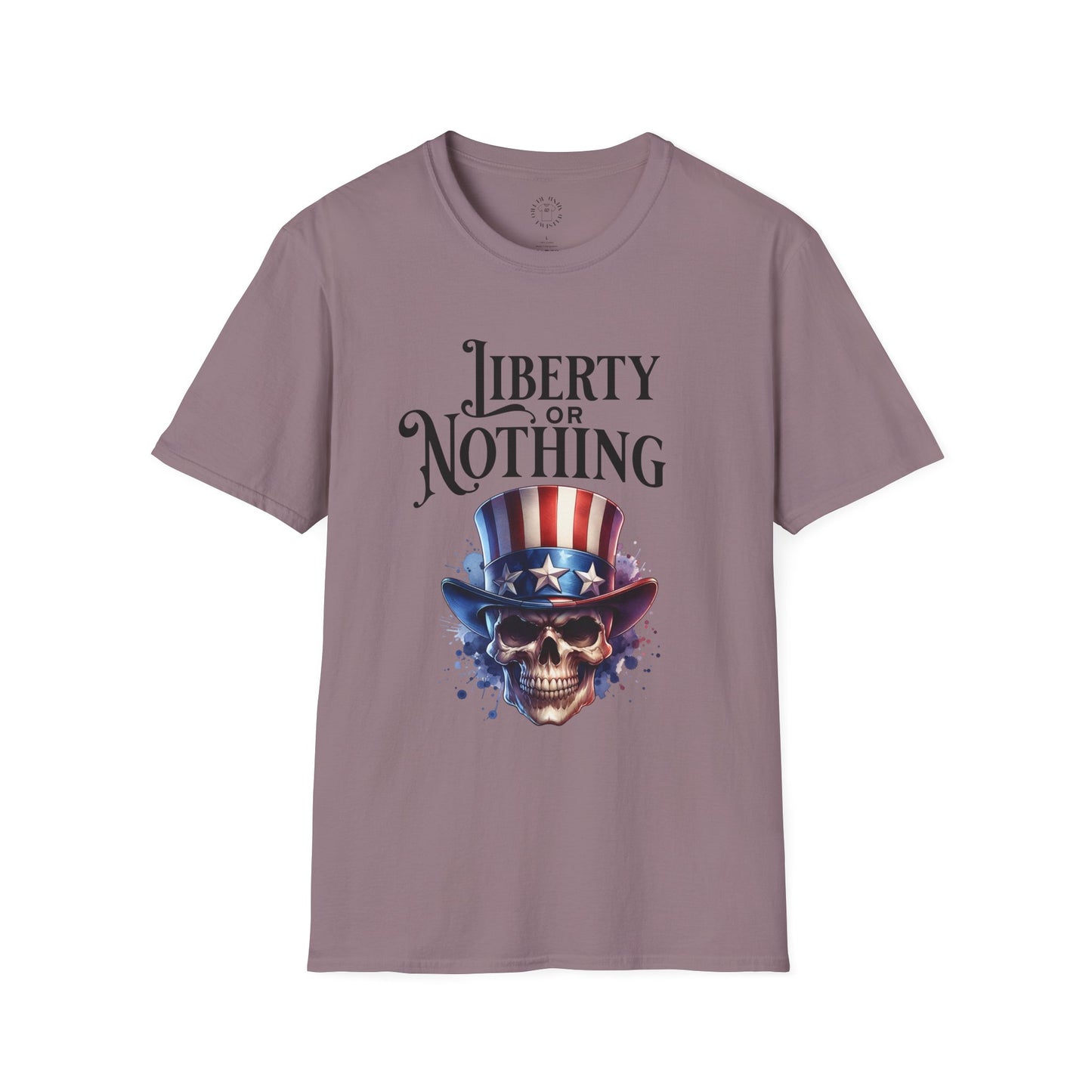 Liberty or Nothing Skull T-Shirt | Unisex Softstyle Tee for Independence Day & Patriotic Celebrations