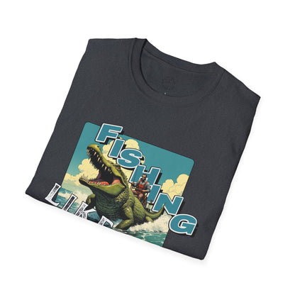 Fishing Like a Pro Unisex Softstyle T-Shirt - Perfect for Anglers & Outdoor Enthusiasts,gator