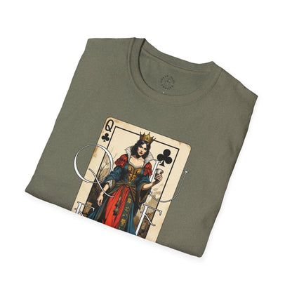 Queen Playing Card Graphic Unisex Softstyle T-Shirt, girl. queen