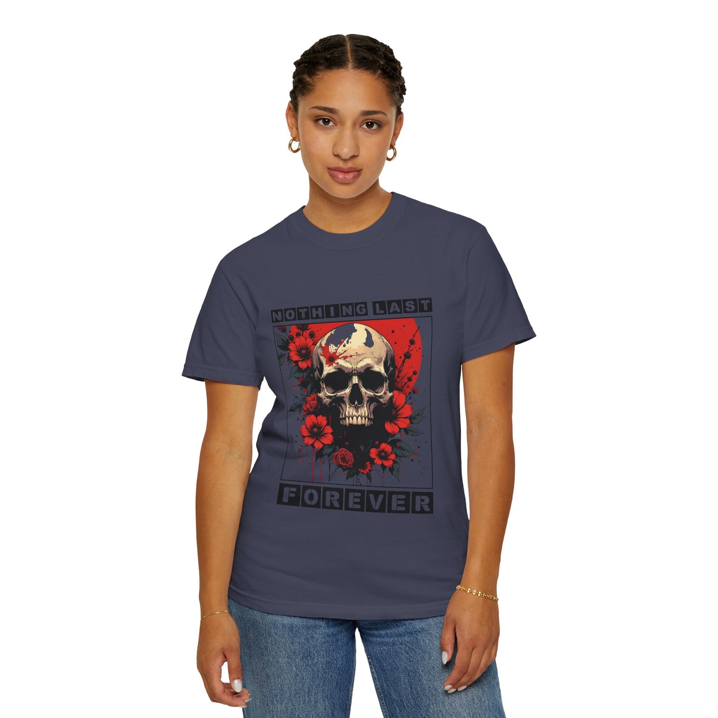 Edgy Skull Graphic T-Shirt - Unique Casual Wear, Unisex Streetwear, Gift for Music Lovers, Halloween Costume, Forever Quote Tee