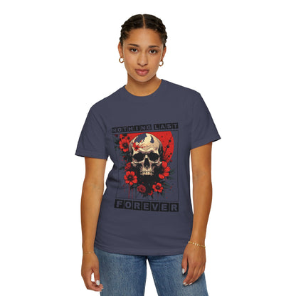 Edgy Skull Graphic T-Shirt - Unique Casual Wear, Unisex Streetwear, Gift for Music Lovers, Halloween Costume, Forever Quote Tee