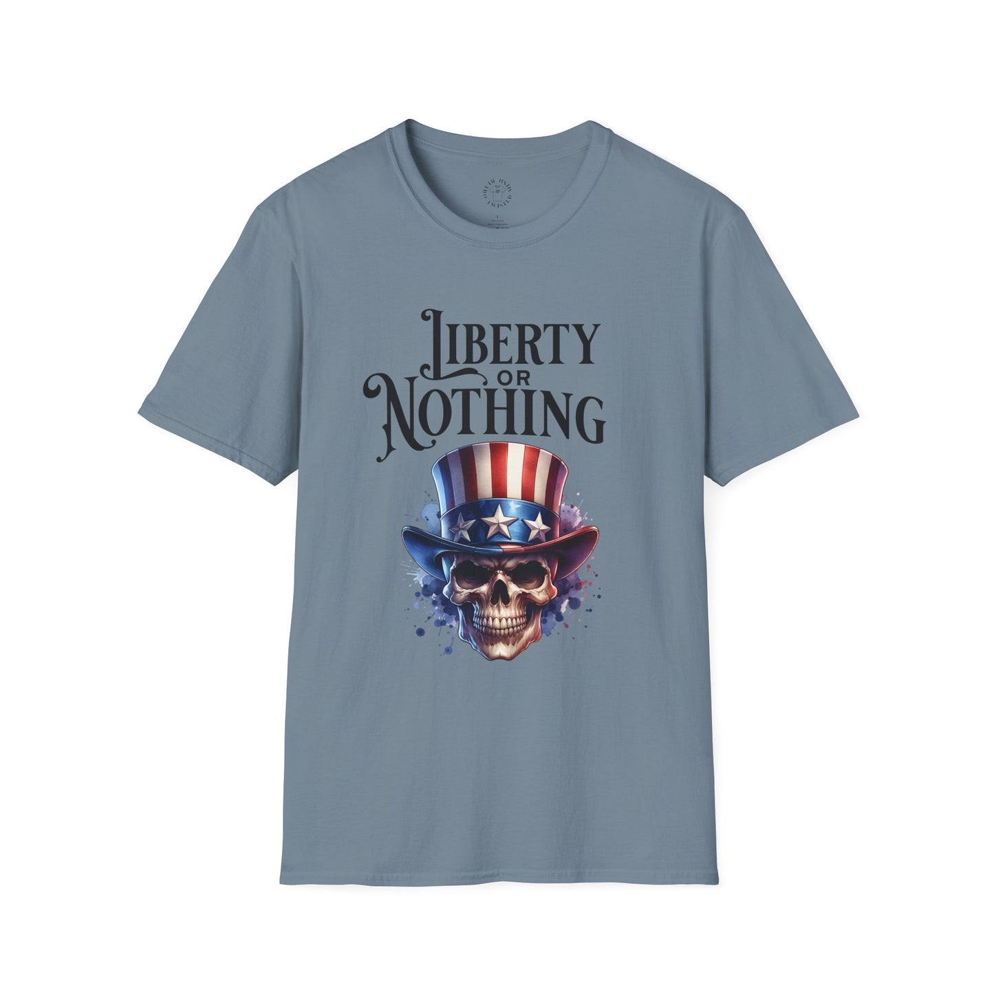 Liberty or Nothing Skull T-Shirt | Unisex Softstyle Tee for Independence Day & Patriotic Celebrations