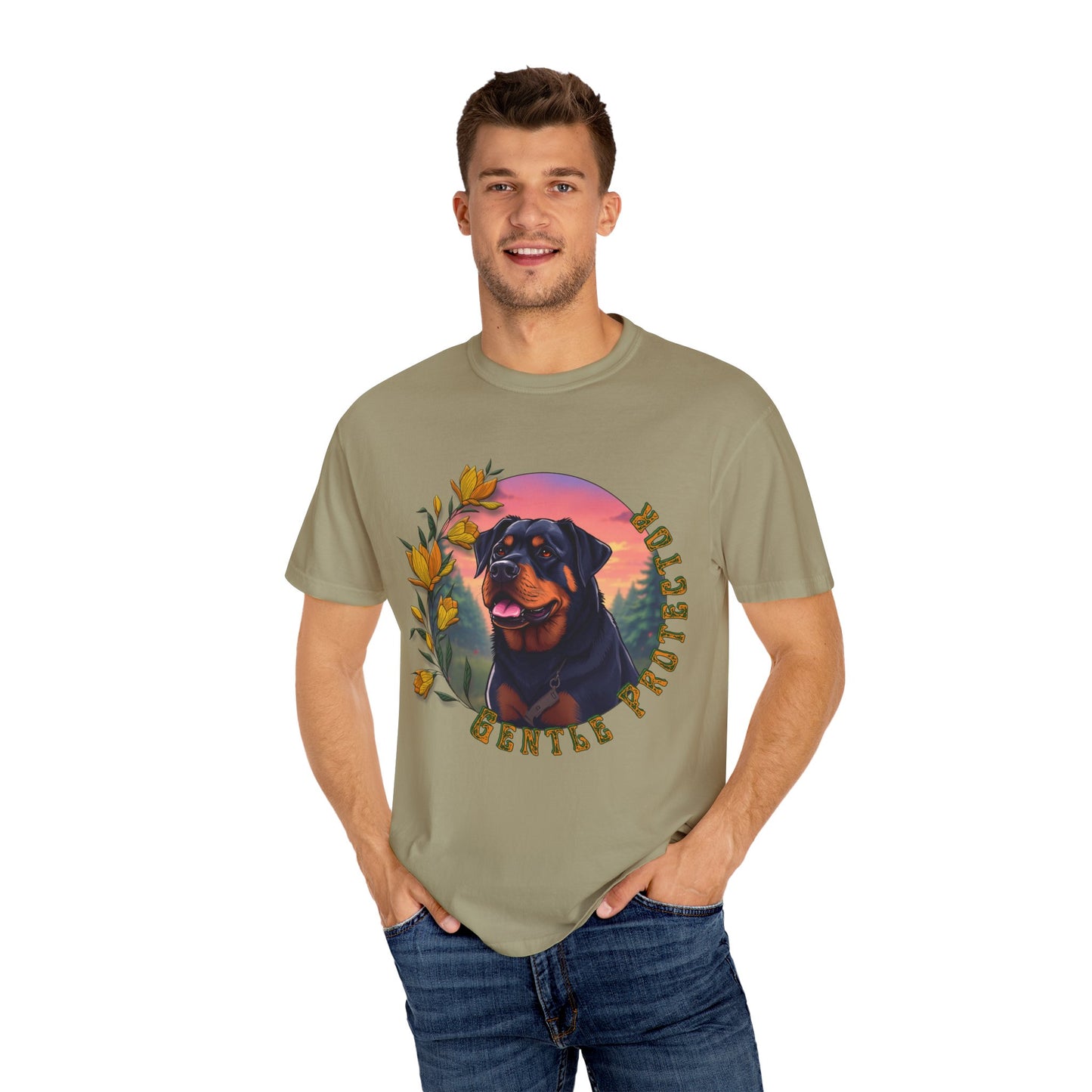 Gentle Protection Unisex Garment-Dyed T-shirt | Dog Lover Gift | Floral Design
