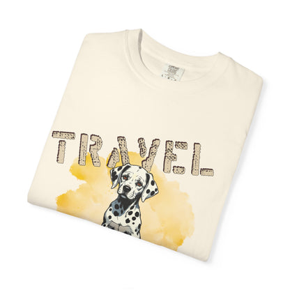 Travel Time Dog T-Shirt, Unisex Graphic Tee, Pet Lover's Gift, Vacation Shirt, Travel Enthusiast Apparel