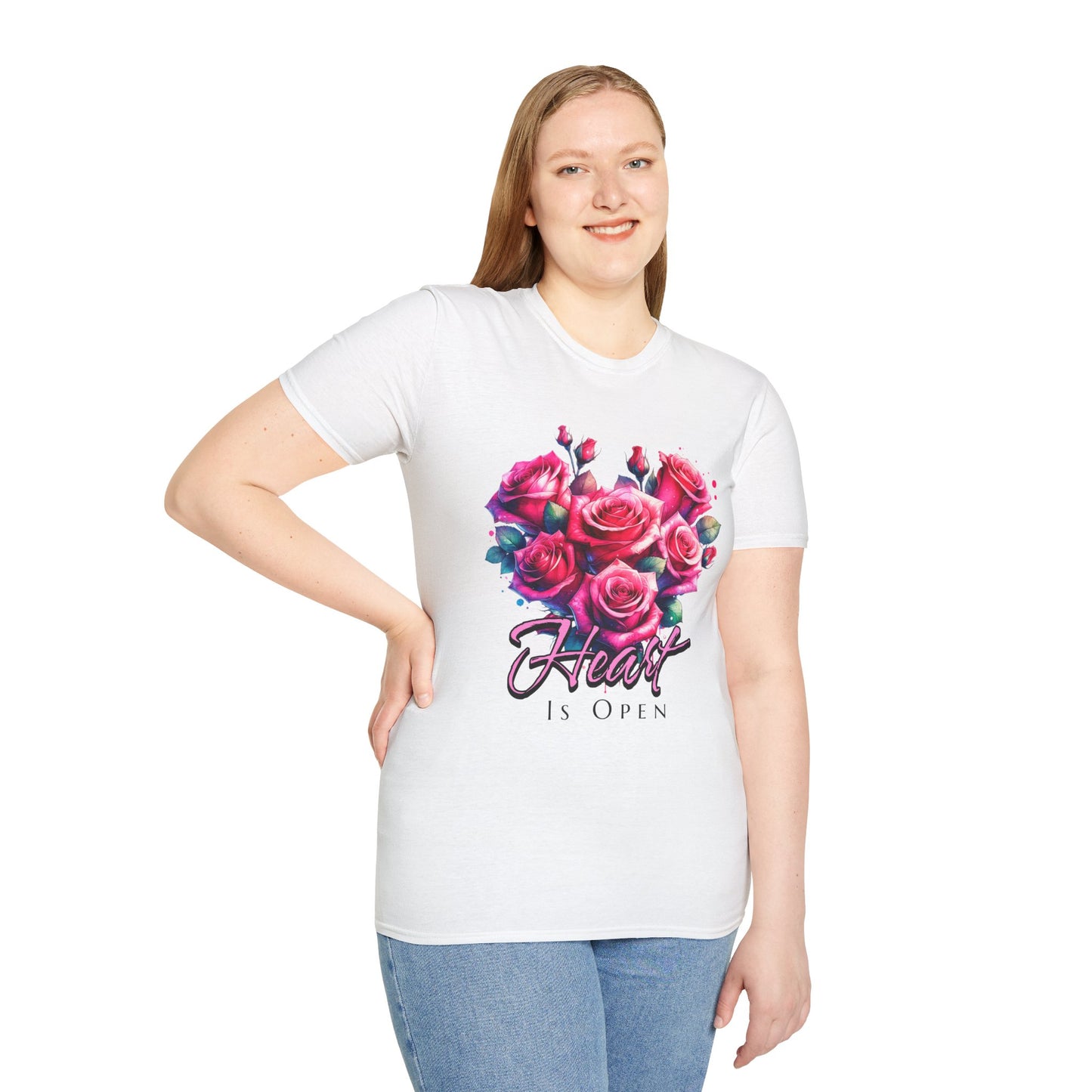 Floral Heart Open Unisex Softstyle T-Shirt.twisted.love