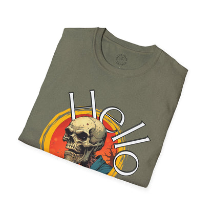 Hello Skull Graphic Unisex Softstyle T-Shirt - Edgy Streetwear Tee,scull