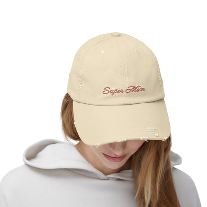 Super Mom Distressed Cap, Gift for Mothers, Casual Style Hat, Everyday Wear, Mother's Day Gift, Unisex Cap