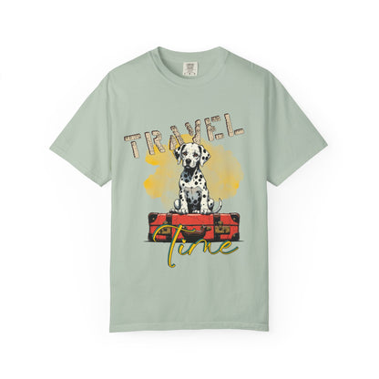 Travel Time Dog T-Shirt, Unisex Graphic Tee, Pet Lover's Gift, Vacation Shirt, Travel Enthusiast Apparel