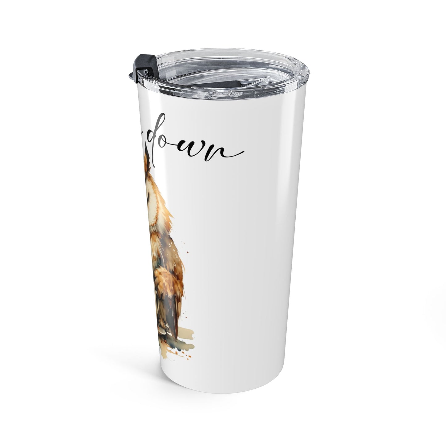 Calm Down Owl 20oz Tumbler — Cute Coffee Travel Mug for Relaxation & Gifts