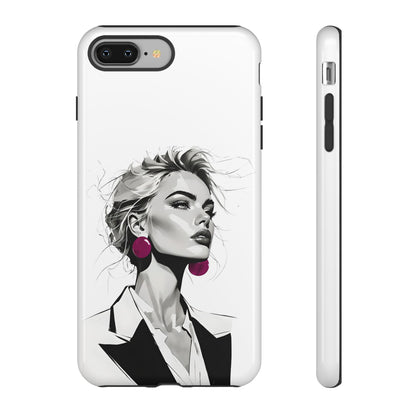 Phone Case — Chic Portrait with Pink Earrings (Stylish Protective Tough Case)