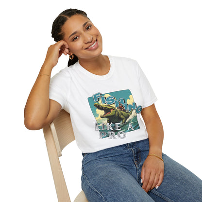 Fishing Like a Pro Unisex Softstyle T-Shirt - Perfect for Anglers & Outdoor Enthusiasts,gator