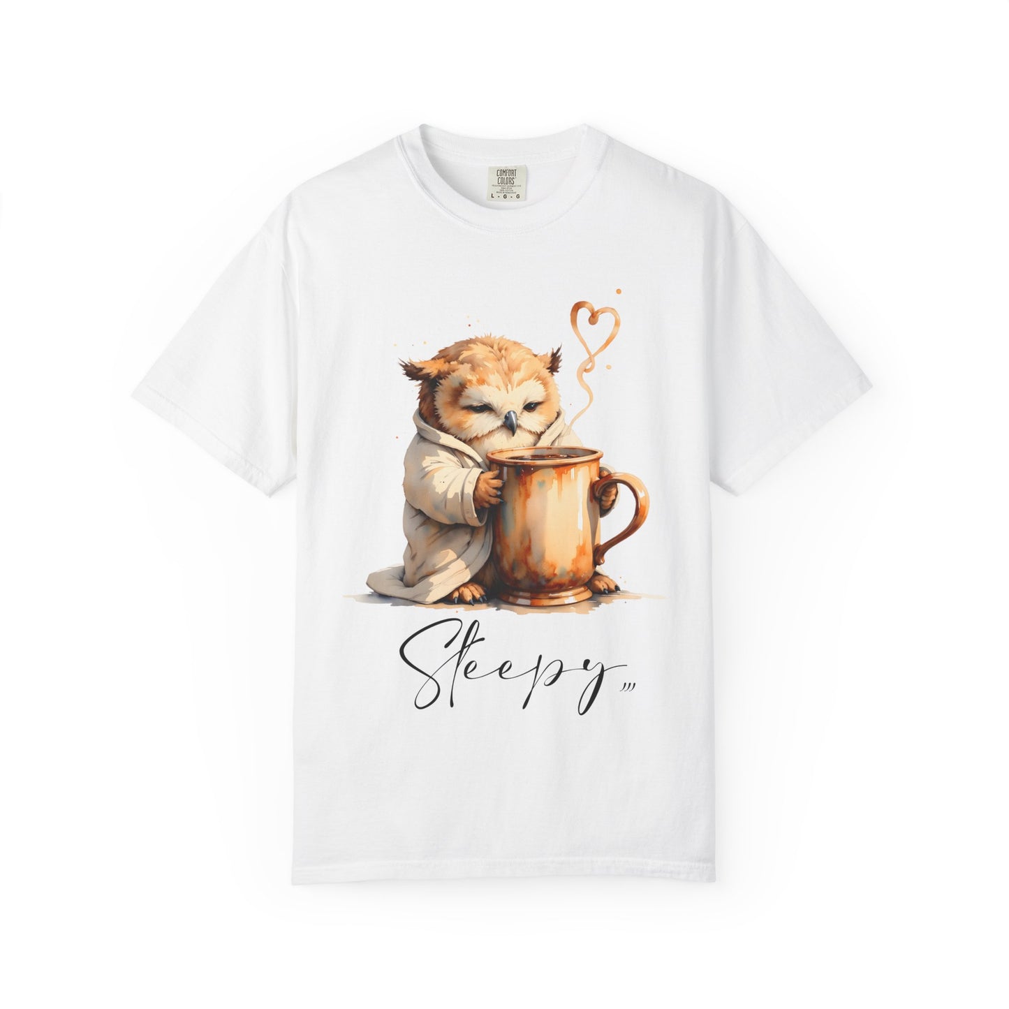 Sleepy Owl Coffee T-Shirt — Cute Cozy Morning Tee