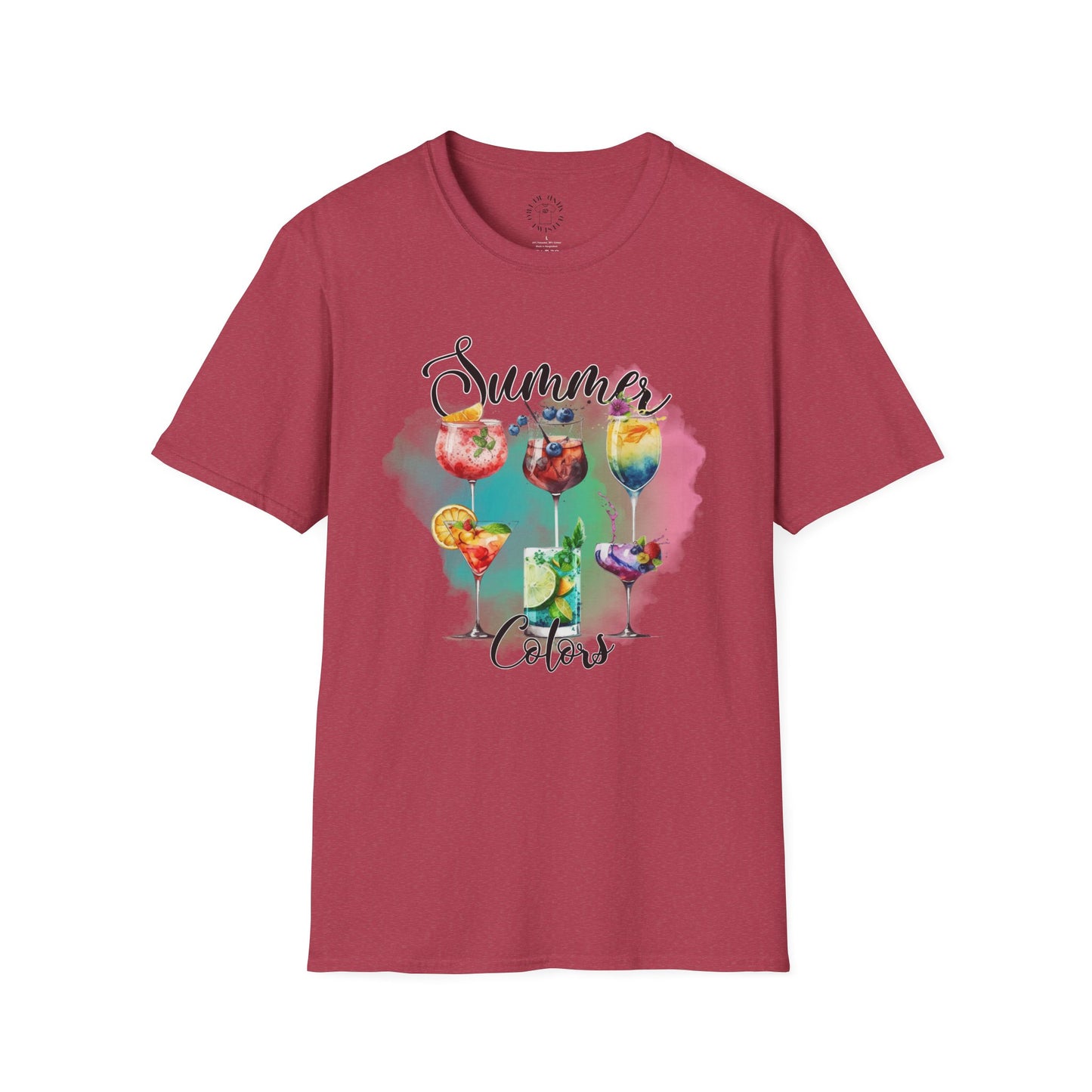 Summer Colors Cocktail T-Shirt, Unisex Tee, Fun Summer Wear, Gift for Cocktails Lovers, Beach Party Shirt, Vacation Top