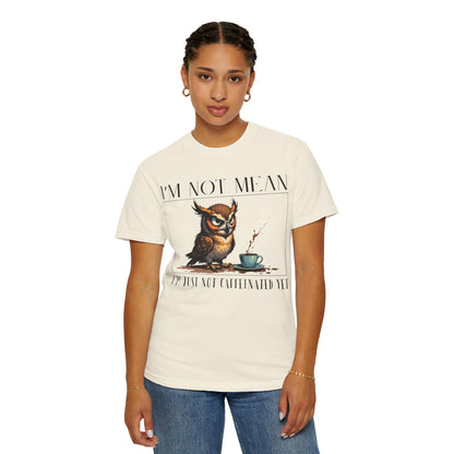 I'm Not Mean Owl T-Shirt — Funny Coffee Owl Tee for Coffee Lovers